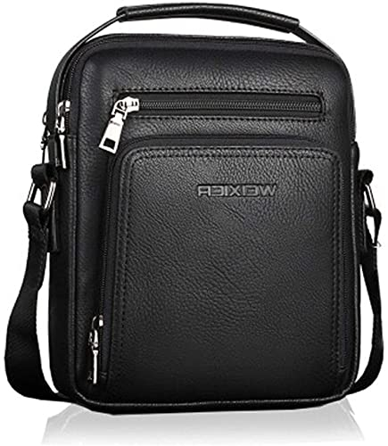 Hjkiopc Umhängetasche Herren Schultertasch Crossbody Handytasche Messenger Bag Herrentasche Shulder Bag Leder Brusttasche (Schwarz)