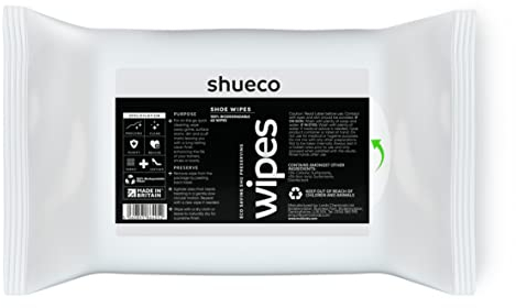 shueco Shoe Cleaning Wipes | Fabric & Leather Cleaner for Trainers, Sneakers and Boots | 40 Pack, White, 1 Pack