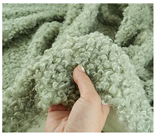 NAKAN Tessuto di Pelliccia Sintetica di Pecora Sherpa 160x50cm ad Alta Densità Tessuto di Pelle Pecora Sintetica Morbida per Cucire, Giocattoli, Cuscini, Costumi Fai da Te(Color:Verde)