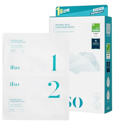 ilso Natural MILD Clear Nose Patch/Blackhead Remover for Nose/Targets PORES & PIMPLES/Facial Skin Care/Dermatologist Approved/Korean Skin Care to Absorb Acne Nose GUNK (5 PCS)