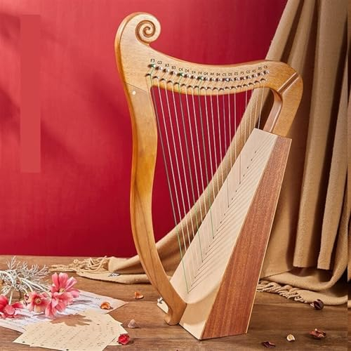 YLWX 16-saitige Lyre Harfe, Kleine Harfe, Konghou-Anfänger, Kleines Lira-Instrument, Tragbare Anfänger-Handlyra (Color : 19-String-Harp-Log)
