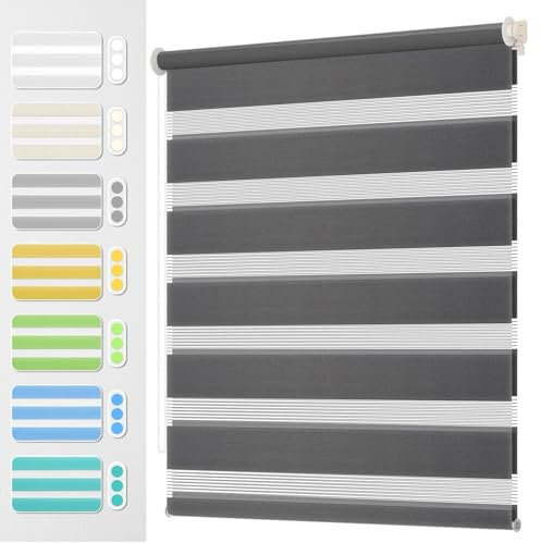 Estor Opaco para Ventana, 110 x 260 cm Enrollable, Cadena, Estores térmicos Blackout con Cadena, Protección de Pantalla para Ventanas, Gris Oscuro