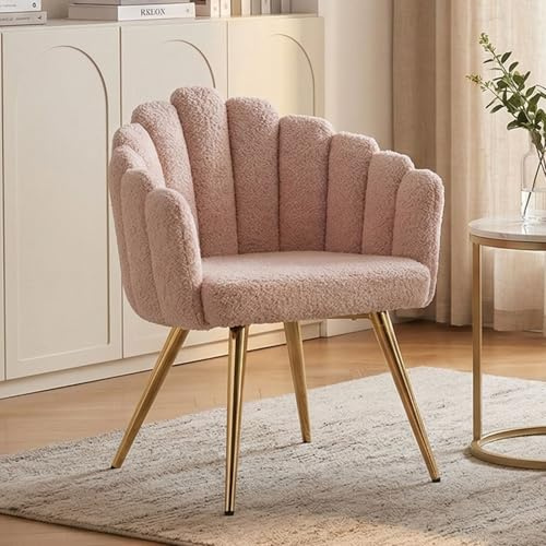 chairus Fauteuils de Salon Rembourrés en Tissu Chaises pour Chambre avec Pieds en Métal (Rose)
