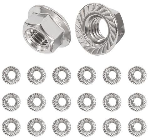 QIMEI-SHOP Écrous à Bride M6 Écrou Frein en Acier Inoxydable Écrou de Blocage Hexagonal avec Dentelée Conforme à Norme DIN 6923 20 Pièces