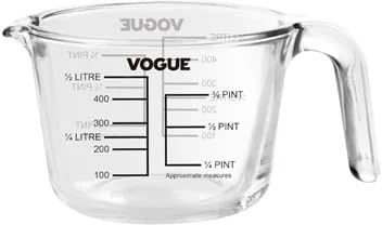 Vogue Glass Measuring Jug 645ml - Ideal for Food Preparation, Thermal Shock Resistant, Dishwasher and Microwave Safe DP116