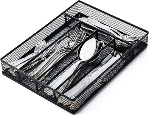 Sedegn Mesh Silverware Tray for Drawers: 5‑Compartment Utensil Organizer
