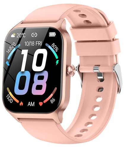 Reloj Inteligente Mujer Hombre,1.85 HD Smartwatch Mujer con Llamadas, WhatsApp Notificaciones, Smart Watch con Podómetro/Pulsómetro/SpO2/Monitor de Sueño,115+ Modos Deportes, IP68 Impermeable (Rosa)
