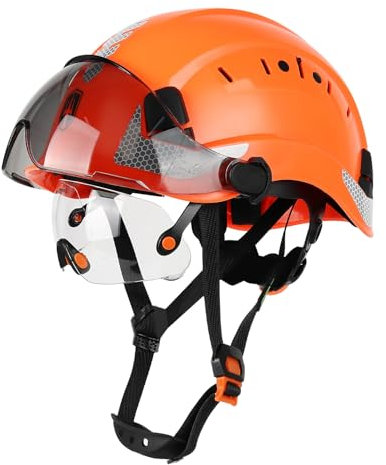 GREEN DEVIL Casque de protection industriel certifié EN397 et EN166 avec visière teintée + transparente | Casque de sécurité avec double visière pour la construction, l'artisanat et l'industrie |