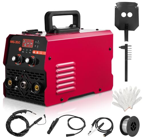 200A MIG Welder Gasless 220V, 3 in 1 MIG/ARC/Lift TIG Inverter Welding Machine with IGBT Semi-Automatically Synergy, Digital LED Dispaly, with Flux Core Welder and MIG Torch, for Beginner