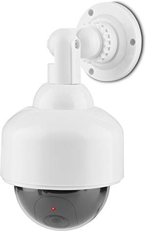 MOTOULAX Cámara de Seguridad Ficticia Forma de Domo Parpadeando Cámara de Seguridad Falsa 360 ° Cámara de Rotación