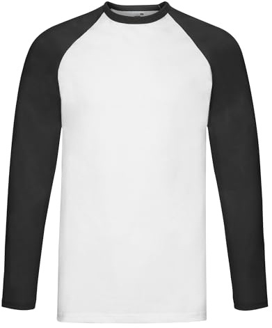 Fruit of the Loom Valueweight T-shirt de baseball à manches longues pour homme et femme - Col contrasté - Manches raglan - Coton de qualité supérieure