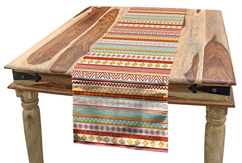 ABAKUHAUS Stammes Tischläufer, mit Art gestreift, Esszimmer Küche Rechteckiger Dekorativer Tischläufer, 40 x 180 cm, Rot Tan