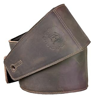 Anthology Gear The Reticent Full Grain Leather Guitar Strap For Electric, Acoustic, and Bass Guitars (3, Whiskey Brown)