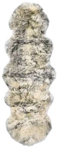 vidaXL Teppich Echtes Schaffell Hochflor Ökologisch Lammfell Öko Fell Echtfell Naturfell Deko Sofa Matte Bettvorleger 60x180cm Dunkelgrau Mélange