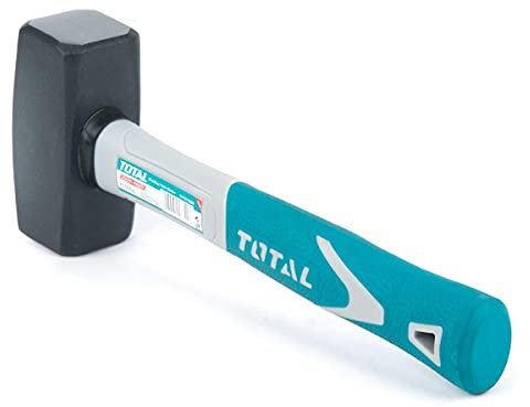 Total Tools - Massette en Acier - 1500 g - Idéal pour la Construction et la Maçonnerie - Haute Résistance aux Chocs - Manche en Fibre Ergonomique - Tête en Acier au Carbone Forgé
