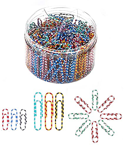 Pappersklämma-hållare, 450 stycken gem för kontorsmaterial, zebra-kontorsklämma, färgad zebra-metalllåda gem för kontor, skola, organisering av hemmet (färg)