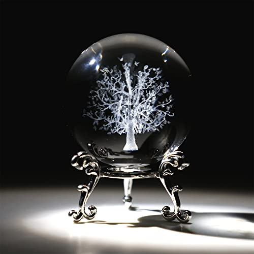 ZEERSHEE Figura de bola de cristal láser 3D de 60 mm para decoración del hogar con soporte