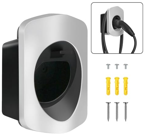 MCEVKELN Typ 2 Wandhalterung Ladekabel Wandhalter Wallbox Kabelhalter Typ 2 Steckerhalter Dock für EV Ladegerät IEC 62196-2 Holder Halterung Wallbox Zubehör - Silber