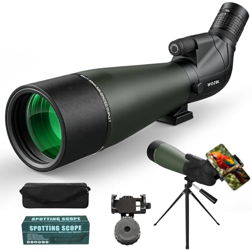 WOZEL 25-75x80 Spotting Scope with Tripod - Phone Adapter & Carrying Bag Included, HD BAK4 Prism Waterproof Spotter Scope for Target Shooting, Bird Watching & Wildlife Viewing