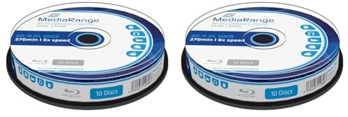 MediaRange MR507 BLU-Ray Disc BD-R DL 50GB, 6X de Velocidad, en Tarrina, 10 Unidades. (Paquete de 2)