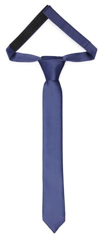 Ladeheid Cravatta per bambini per ragazzi - Look elegante opaco, Pre-legata con chiusura a strappo, Perfetta per occasioni speciali - Cravatta a clip stilosa TKM (31cm x 4cm, Blu Marino)