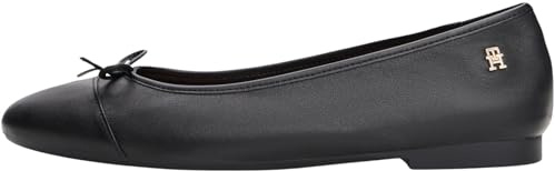 Tommy Hilfiger Donna Ballerine Toe cap in Pelle, Nero (Black), 41
