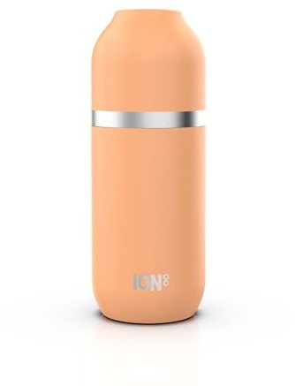 Ion8 Vacuum Insulated Flask for Hot Drinks or Cold Drinks, Coral | Large Insulated Mug, 2 Cups Capacity, Magnetic Cap, Stylish, and Soft Base Pad, 700ml (24oz)