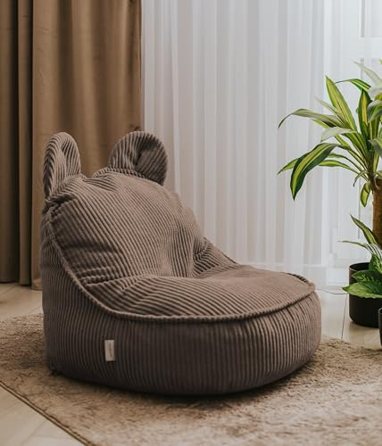 chilly pilley® Bodenkissen für Kinderzimmer Mumin Kissen Kuschelig Beanbag Sitzsack aus Cord (Braun)