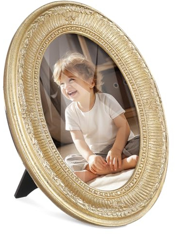 HOLIDYOYO Retro 5X7 Oval Photo Frame Vintage Decorative Picture Frame for Tabletop and Wall Display Home Decor