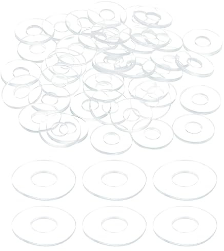 sourcing map 150 Pcs M4 PVC Flat Washers Clear Plain Washer 4mm ID 10mm OD 0.5mm Thick Round Flat Spacers for Screws Bolts Glass Shower Door Handle Bathroom
