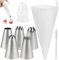 LITZEE Lot de 2 poches à douille avec douilles, 35 cm, réutilisables, en acier inoxydable, avec adaptateur, seringue à gâteau, seringue à garnir, accessoires pour décoration de biscuits