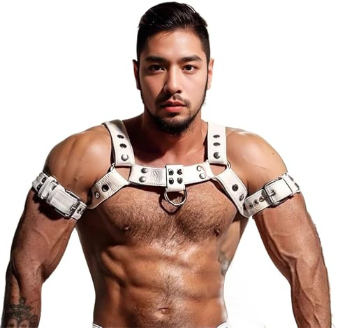 Suspensorios Sexual Hombre Gay Leather Chest Harness Men Adjustable Harness Belts Rave Gay Clothing for Adult Sex Cosplay(Medium)