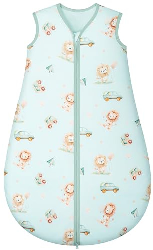 Yukkidds Baby Sleeping Bag 2.5 Tog 12-18 Months Newborn Sleeping Bag 100% Cotton Sleep Sack for Winter Warm and Comfortable Green Lion
