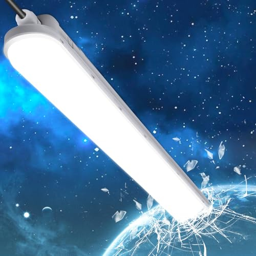 TONFFI Feuchtraumleuchte LED 60CM, 4000K Neutralweiß Feuchtraumlampe Komplett, IP65 Verknüpfbar Kellerlampe für Garage Werkstatt Büro