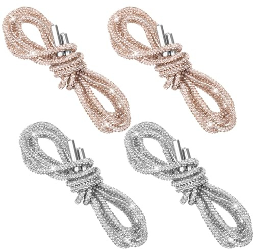 Ptwola 2 par strass skosnören glitter skosnören bling runda skosträngar kristall ersättningssnören för sneakers accessoarer kvinnor män