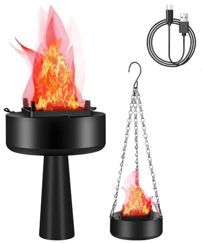 Asyduey Fuego Falso 3D Recargable por USB, Luz de Fuego Falso Portátil, Lámpara de Llama Falsa Eléctrica.