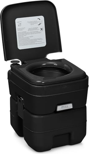 COSTWAY Toilette Portable, Toilette Mobile avec Réservoir à Matières de 20 Litres Amovible et Poignée Ergonomique, Toilette de Camping pour Voyage, Bateau, Camping (Noir)