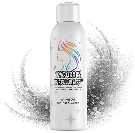 Amzsudy Temporary Hair Color Spray for Men, Women Instant Coloring Dye Alternative, Non-Sticky & Gentle Formula, Washable, Halloween, DIY Cosplay, Party, Costume Makeup (Black, 150ml)