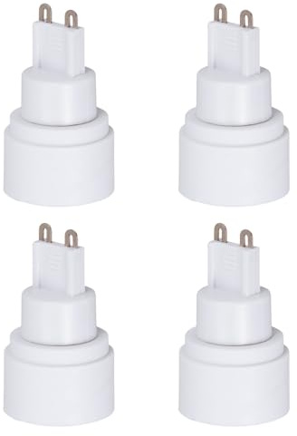 CLISPEED 4 adattatori per lampadine da G9 a E14, base in metallo bianco, in plastica, leggeri, comodi da usare, per lampada da tavolo e soffitto