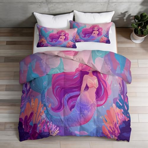 Generisk karikatyr täcke utan överdrag 155 × 220 cm set med 2 örngott 80 x 80 – retro blommig söt svamp, förstärkta sömmar orange färg vändbart täcke tvättbar, fyra säsonger sovtäcke