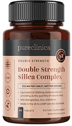Double Strength Silica Complex x 90 Tablets - 3 Month Supply 2000mg Horsetail Extract Per Tablet