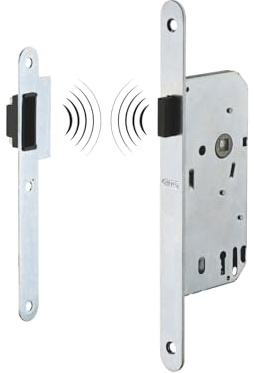 THIRARD - Serrure Magnétique Encastrable pour Porte Intérieure - Axe 40 mm - Bouts Ronds - Fer Satiné - Système Magnétique à Pêne Rétractable - Gâche Plate Acier - Silencieuse - Gris