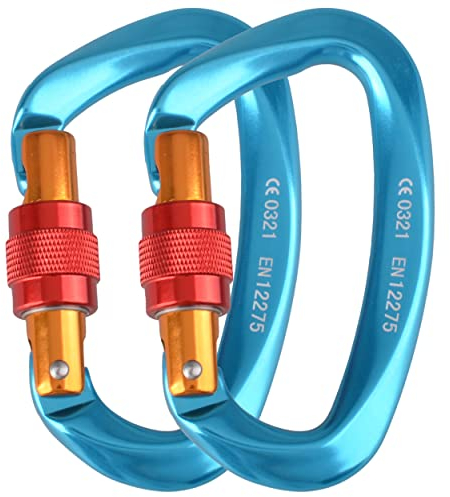 Azarxis 25KN Karabiner, Aluminium Karabinerhaken, Schlüsselanhänger für Camping, Angeln, Wandern (Blau)