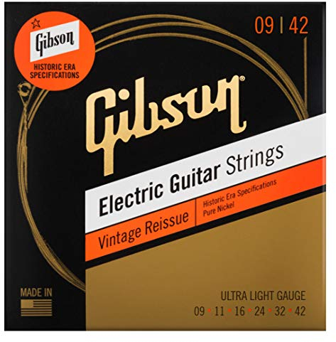 GIBSON ACCESSORIES Saiten Vintage Reissue Electric Ultra-Light 09-11-16-24-32-42, für E-Gitarre (SEG-HVR9)