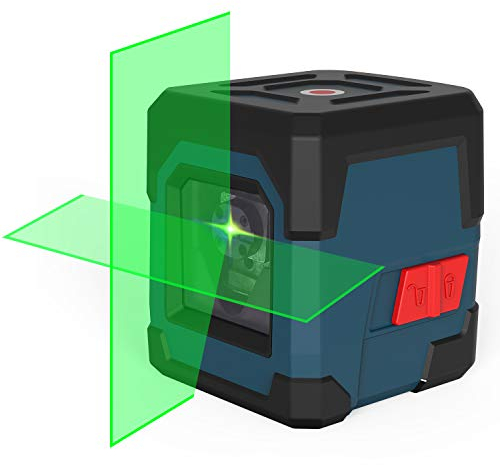 Niveau Laser, RockSeed Cross Line Laser avec Auto-nivellement, Lignes Verticales et Horizontales, Rotatif à 360 Degrés, Pochette de Transport, Batterie Incluse(Vert)