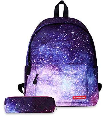 FANDARE Schulrucksack Mädchen Schulranzen Jungen Schultasche Rucksäcke mit Mäppchen Teenager Campus Reise Schule Bag Herren Damen 14 Zoll Laptop-Tasche Daypacks Wasserdicht Polyester Lila