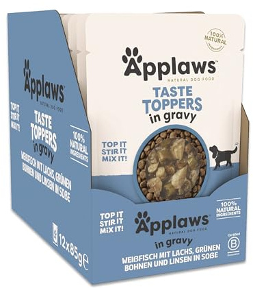 Applaws 100% Naturel – Nourriture Humide pour Chiens, Poisson Blanc avec Saumon et Légumes en Sauce, sans Céréales, 12 x 85g