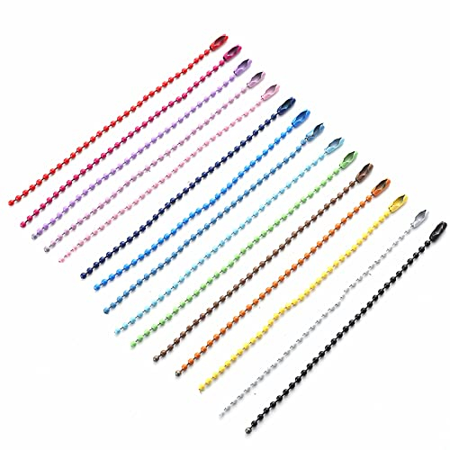 YUTOU 75 Stück Kugelketten Bunte Kugelkette Edelstahl Eisenkugel Ketten Kugelketten Verbinder mit Anschlüssen für DIY Schmuck Basteln Zubehör Schlüsselanhänger Schmuckzubehör (15 Farben)