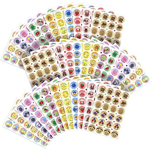 VKPI Scratch and Sniff Stickers - 864 Pieces, 12 Different Scents, 36 Sheets - Reward Stickers for Kids, Teachers, Parents, Crafts, Party Favors, Christmas Gifts