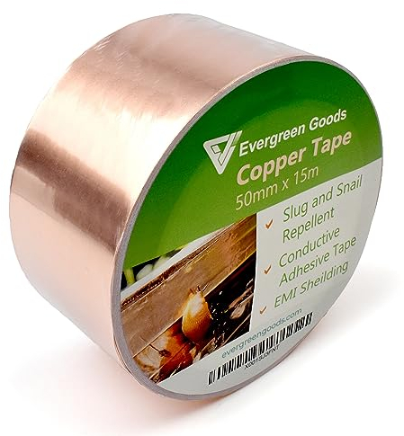 EVG 50 mm x 15 m koppar snäckband | koppartejp snigelskrämma | snigelavskräckande barriär kopparfolie human skadedjursbekämpning | kopparband, blombädd och grönsaksträdgårdar används